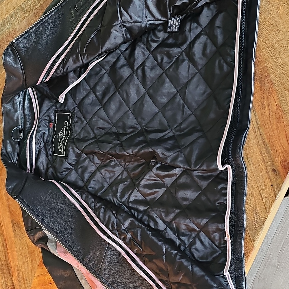 Cycle Leather Jacket XL Pink Gray Black - Picture 4 of 14
